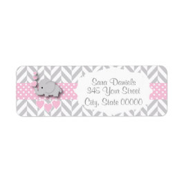 Roze, witte en grijze Baby shower Etiket