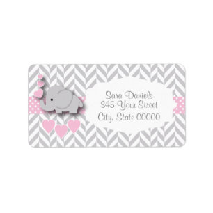 Roze, witte en grijze Baby shower Etiket