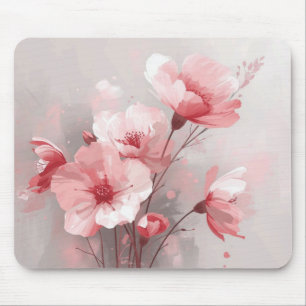 Roze, witte en grijze bloemen muismat