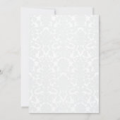 Roze, witte en grijze Damask Monogram Invite Kaart (Achterkant)