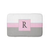  roze witte en grijze monogram badmat (Voorkant)