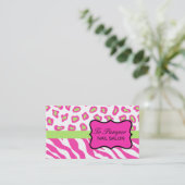 Roze, witte en groene Zebra en Cheetah Skin - Aang Visitekaartje (Staand voorkant)