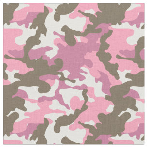 Roze, witte en lichtbruine Camo Stof