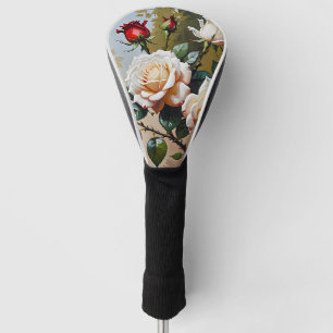 roze witte en rode rozen olieverfschilderij golfheadcover