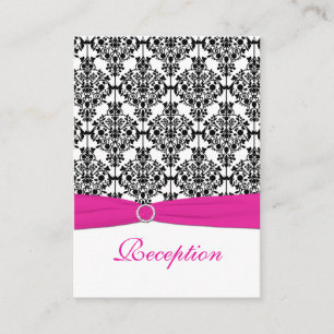 Roze, witte en zwarte Damask Receptie Kaart