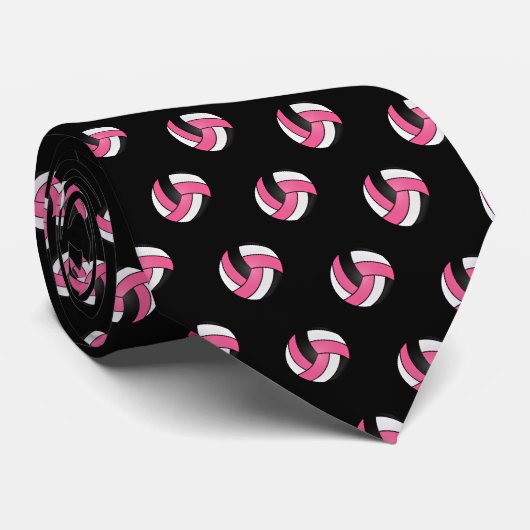 Roze, witte en zwarte volleybal stropdas (Opgerold)