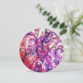 ROZE WITTE FANCY HART VLUCHTEN Bloemig Monogram Kaart (Staand voorkant)