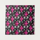 Roze Witte Fleur De Lis Wandkleed (Voorkant (horizontaal))