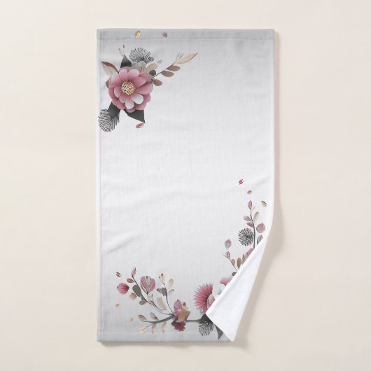 Roze witte Floral Bath Towel Set Bad Handdoek (Handdoek)
