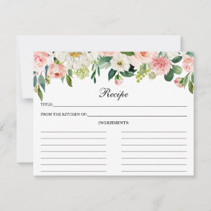 Roze witte Floral Shower Recipe Kaart