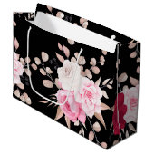 roze witte florale achtergrond groot cadeauzakje (Voorkant Gekanteld)