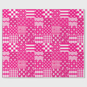 Roze Witte Gemengde Patchwork Ontwerp Cadeaupapier (Vlak)
