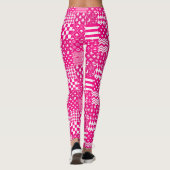 Roze Witte Gemengde Patchwork Ontwerp Leggings (Achterkant)