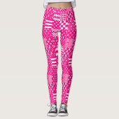 Roze Witte Gemengde Patchwork Ontwerp Leggings (Voorkant)