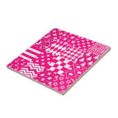 Roze Witte Gemengde Patchwork Ontwerp Tegeltje (Zijkant)