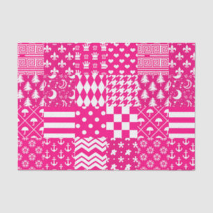 Roze Witte Gemengde Patchwork Ontwerp Tissuepapier