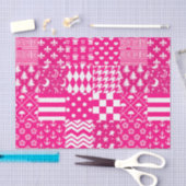 Roze Witte Gemengde Patchwork Ontwerp Tissuepapier (Craft)