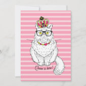 Roze witte geometrische koningin Kroon Feestdagenkaart (Voorkant)