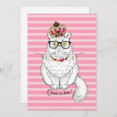 Roze witte geometrische koningin Kroon Feestdagenkaart (Voorkant / Achterkant)