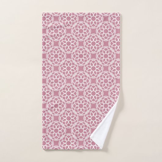 Roze Witte Geometrische Naadloos Patroon Handdoek (Handdoek)