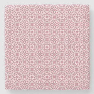 Roze Witte Geometrische Naadloos Patroon Stenen Onderzetter