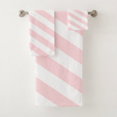 Roze & Witte Gestreepte Badhanddoek Sets Bad Handdoek (Insitu)