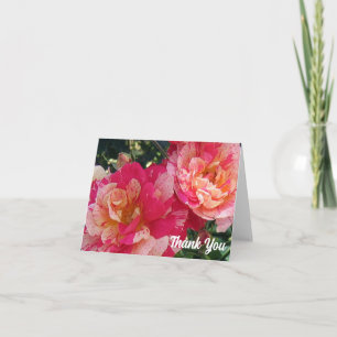 Roze Witte Gestreepte Rozen 4" x 5.6" Dank je wel Kaart