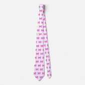 Roze-witte gingham boog patroon stropdas (Voorkant)