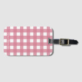 Roze witte gingham Check Pset Bagagelabel (Voorkant (horizontaal))