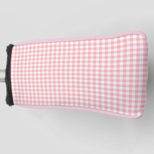 Roze witte gingham Check Pset Golfheadcover (Voorkant)