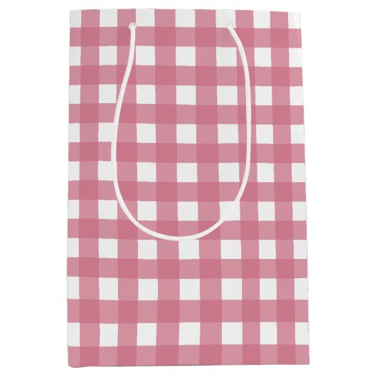 Roze witte gingham Check Pset Medium Cadeauzakje (Voorkant)