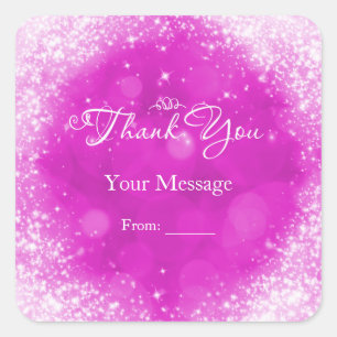 Roze & Witte Glitter Assepoester Bedankt Vierkante Sticker