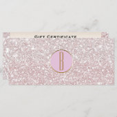 Roze witte Glitter Gold Monogram Cadeaubon (Voorkant / Achterkant)
