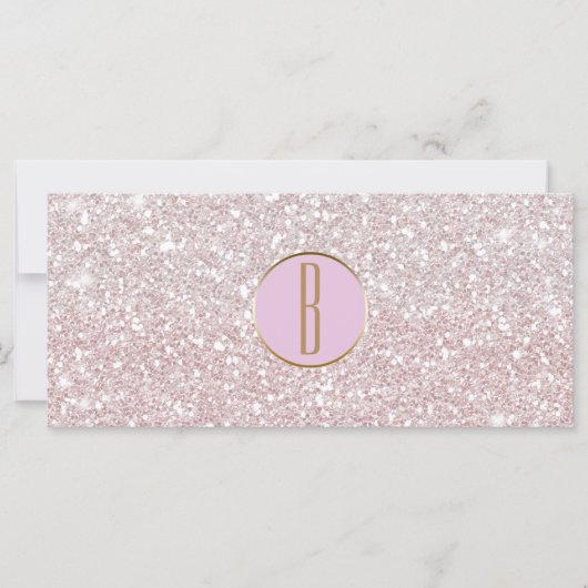 Roze Witte Glitter Gouden Monogram Cadeaubon (Voorkant)