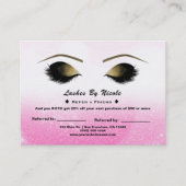 Roze Witte Glitter Lashes Verwijs Vriend Nazorg Aanbevelingskaartje (Voorkant)