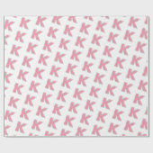 Roze Witte Glitter letter K Cadeaupapier (Vlak)