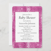 Roze Witte Glitter Luipaard Baby Shower Kaart (Voorkant)