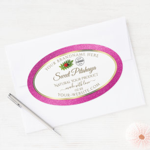 Roze witte Glitter-productlabels Gold Lijst Logo Ovale Sticker