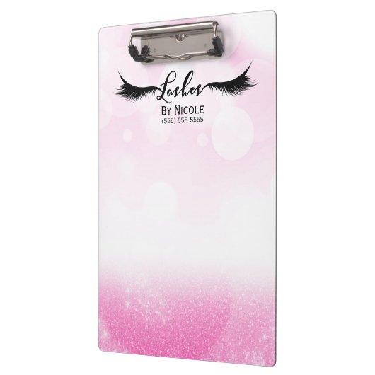 Roze witte glitter Sparkle Lashes Aangepast Klembord (Links)