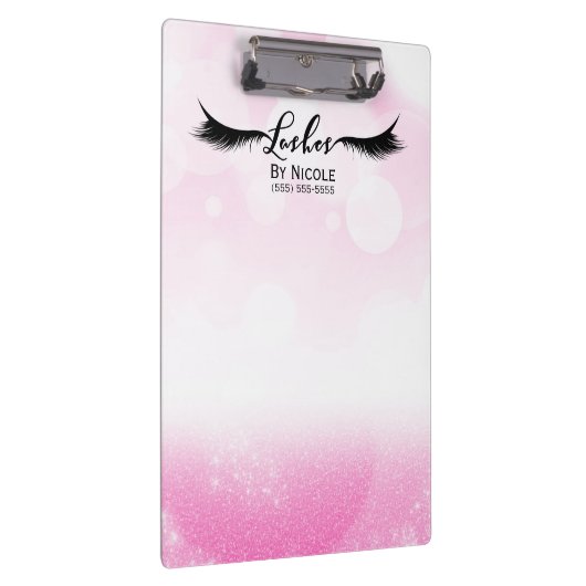 Roze witte glitter Sparkle Lashes Aangepast Klembord (Rechts)