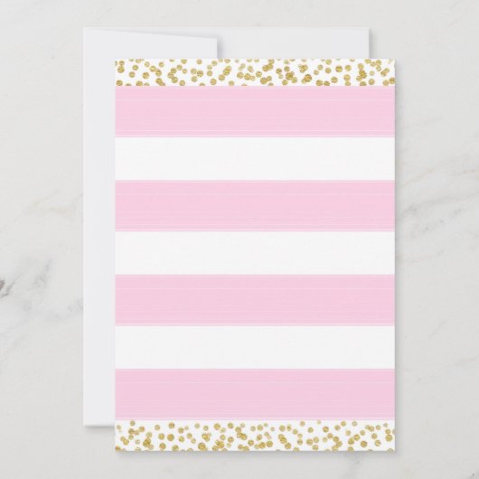 Roze Witte & Gouden Harten BRUIDSSLUIER Uitnodigin Kaart (Achterkant)