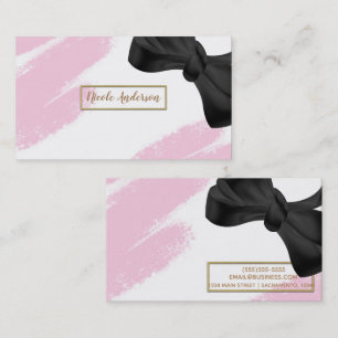 Roze Witte Gouden Moderne Minimaal Roze Borstel &  Visitekaartje