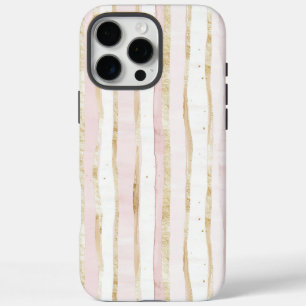 Roze witte gouden strepen iPhone 16 pro max hoesje
