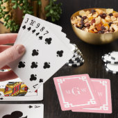 Roze witte Griekse sleutel #2 omhuld 3 Init monogr Pokerkaarten (Insitu)