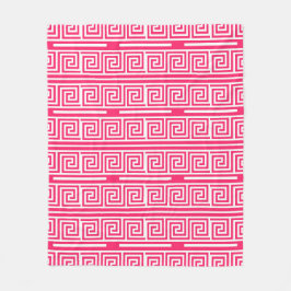 Roze witte Griekse sleutel fret patroon ontwerp Fleece Deken