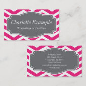 Roze witte grijze Chevron Personal Visitekaartje (Voorkant / Achterkant)