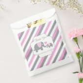 Roze, witte grijze stripe olifant bedankt bedankzakje (Gezegeld)