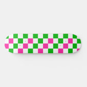 Roze Witte Groene Geruite Ontwerp Skateboard (Horizontaal)