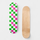 Roze Witte Groene Geruite Ontwerp Skateboard (Voorkant)
