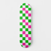 Roze Witte Groene Geruite Ontwerp Skateboard (Voorkant)